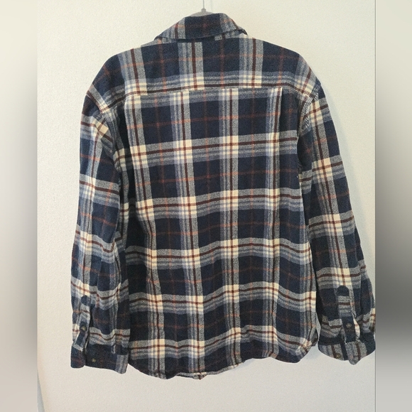 Carhartt Shacket Mens Heavyweight Loose Fit Navy Plaid Cotton Shirt size Large - Picture 2 of 6